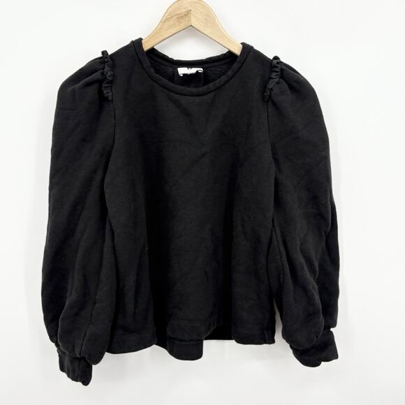 G Label GOOP Sweatshirt Womens XSmall Puff Sleeve Ruffle Minimalist Preppy Luxe - Picture 1 of 8